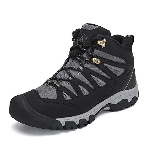 Men's Women's Water Resistant Hike Boots Breathable Anti-Skid Ankle Walking Camping Athletic Trekking Shoes Black