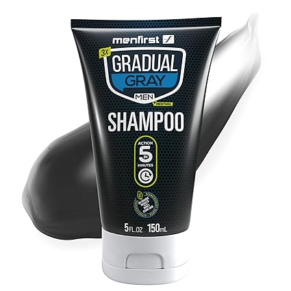 MENFIRST Gray Hair Darkening Shampoo - Gradual Hair Color for Gray Coverage, Hypoallergenic & Chemical-Free, Dark Shades