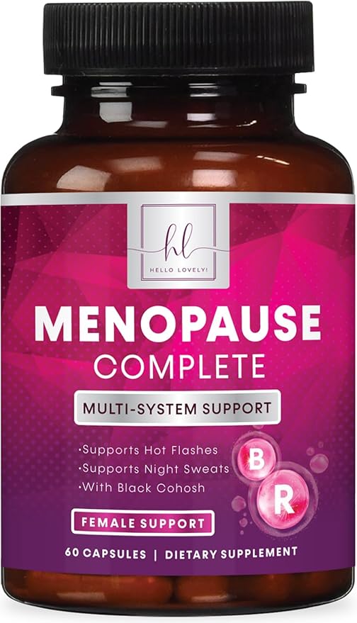 Menopause Relief Supplement for Women - with Black Cohosh for Mild Hot Flashes, Night Sweats, Energy & Natural Balance Support, Non-GMO & Gluten Free, Menopause Vitamins for Women - 60 Capsules
