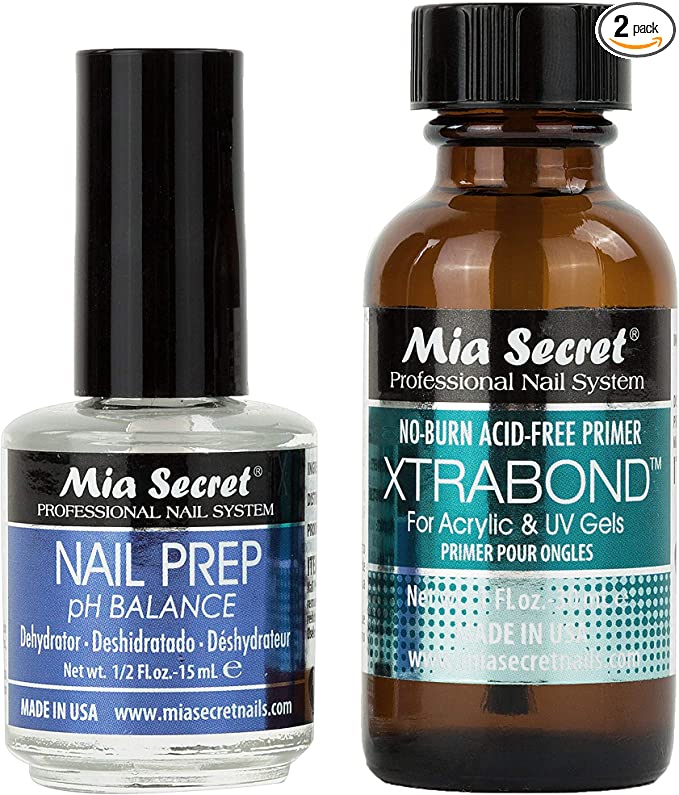 Mia Secret Professional Natural Nail Prep Dehydrate and Xtra Bond, Acid-Free Primer Set. Superior Bonding Primer for Acrylic Powder and Gel Nail Polish. Nail, Long-Lasting