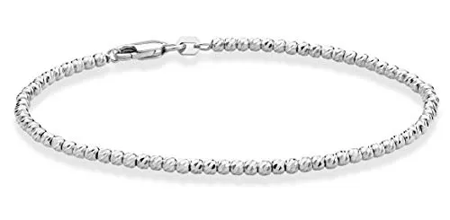 Miabella 925 Sterling Silver Diamond-Cut 2.5mm Round Bead Ball Chain Anklet Ankle Bracelet for Women Teen Girls 9, 10 Inch Jewelry Made in Italy (9, Sterling-Silver)