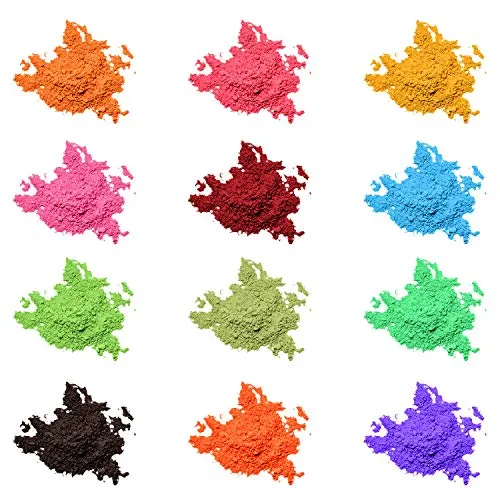 Mica Powder Pigment 12 Color,Non-Toxic Safe Natural Epoxy Resin Dye Pigment Powder for DIY Slime Coloring and Soap Dye Making Supplies,Bath Bomb Colorant,Paint,Makeup Dye,Nail Art,Eye Shadow, Craft