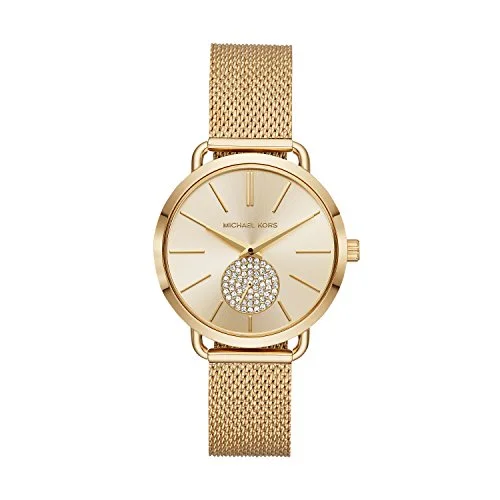 Michael Kors Women's Portia Analog-Quartz Watch with Stainless-Steel Strap, Gold, 16 (Model: MK3844)