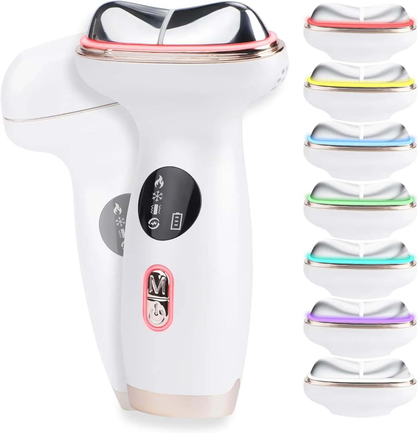 Microcurrent Facial Device with Red Light Therapy - 7-in-1 LED Sculptor & Hot Gua Sha for Face Neck Eye Firming, Depuffing & Double Chin Reduction