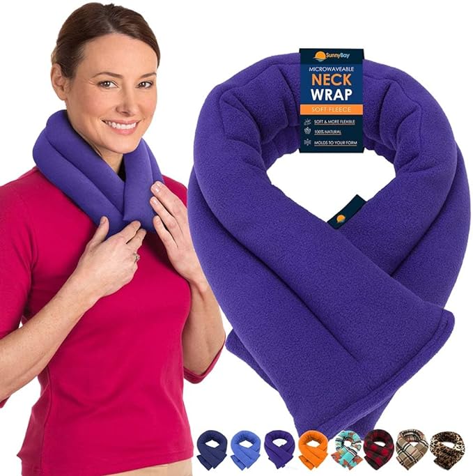 Microwave Heating Pad for Neck and Shoulders - Non Electric Heated Neck Pillow - Microwavable Neck Brace for Sleeping - Heat Packs for Pain Relief - Wheat Filled Bean Bag by Sunnybay (Violet)
