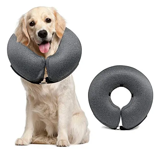 MIDOG Pet Inflatable Collar for After Surgery,Soft Protective Recovery Collar Large Dog Cone for Dogs to Prevent from Touching Stitches, Wounds and Rashes, Does Not Block Vision E-Collar.