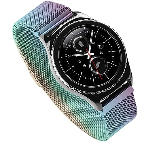 MIGZOE 20mm Replacement Watch Band Compatible with Galaxy Watch 4/ Galaxy Watch 3 41mm/Active 2 40mm 44mm/Galaxy Watch 42mm, Amazfit GTS and Amazfit Bip U Pro,Garmin Vivoactive 3Quick Release Stainless Mesh Steel Strap Wristband (Colorful)