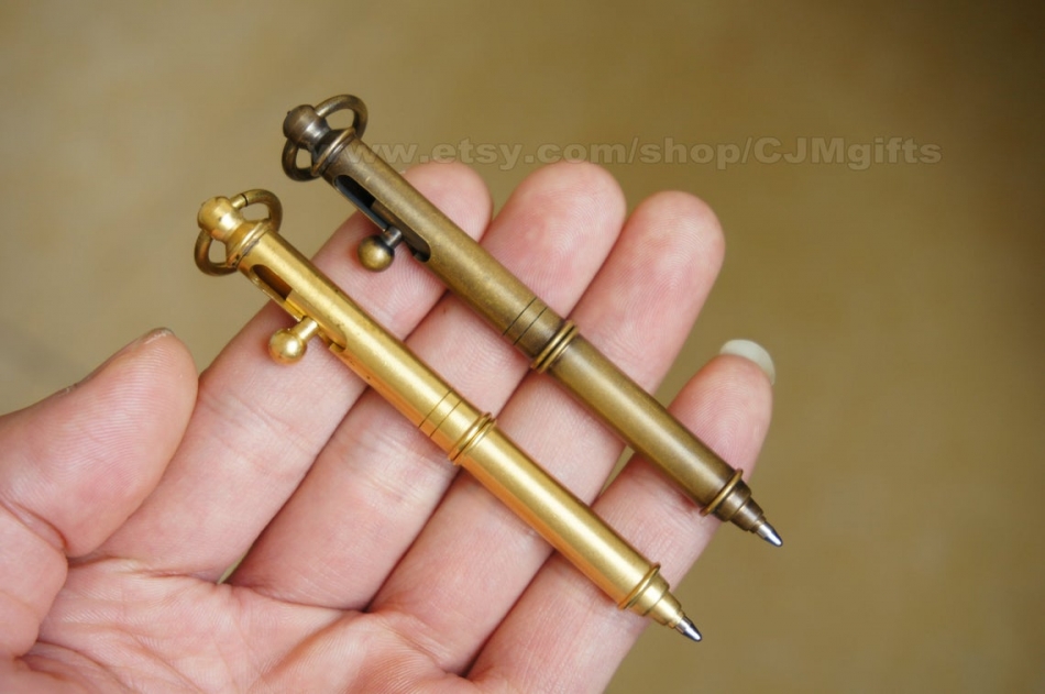 mini brass action pen, brass ballpoint pen, antique barss pen, bass edc, mini brass pen, metal pen, brass ballpen, brass ball-pen, mini pen
