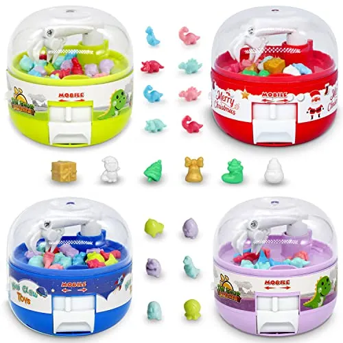 Mini Claw Machine for Kids,4 pcs,96 Tiny Stuff prizes,Dinosaurs Toys Claw Machine prizes,Miniature Toys for Kids,Christmas and Birthday Gifts for 3 4 5 6 7 8 Years Old Boys and Girls,Handheld Games