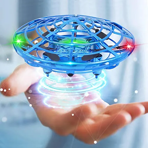 Mini Drone Flying Toy Hand Operated Drones for Kids or Adults - Hands Free UFO Helicopter, Easy Indoor Outdoor Flying Ball Drone Toys for Boys Girls (Blue)