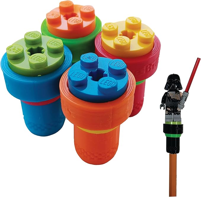 Minifigure Accessory Set, Pencil Toppers with Storage Tube, Assorted Colors