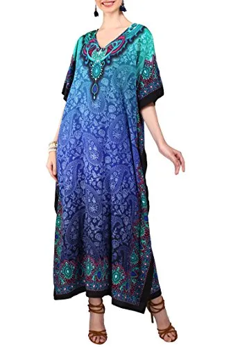 Miss Lavish London Ladies Kaftans Kimono Maxi Style Dresses Suiting Teens to Adult Women in Regular to Plus Size (US 20-24, 101-Blue)