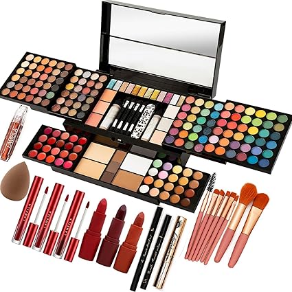 MISS ROSE M 187 Colors Professional Makeup Palette - All-in-One Kit With Eye Shadows, Lipsticks, Mascara, Foundations, Blushes, Brow Pencils, Nail File - Makeup Gift Set for Women and Girls