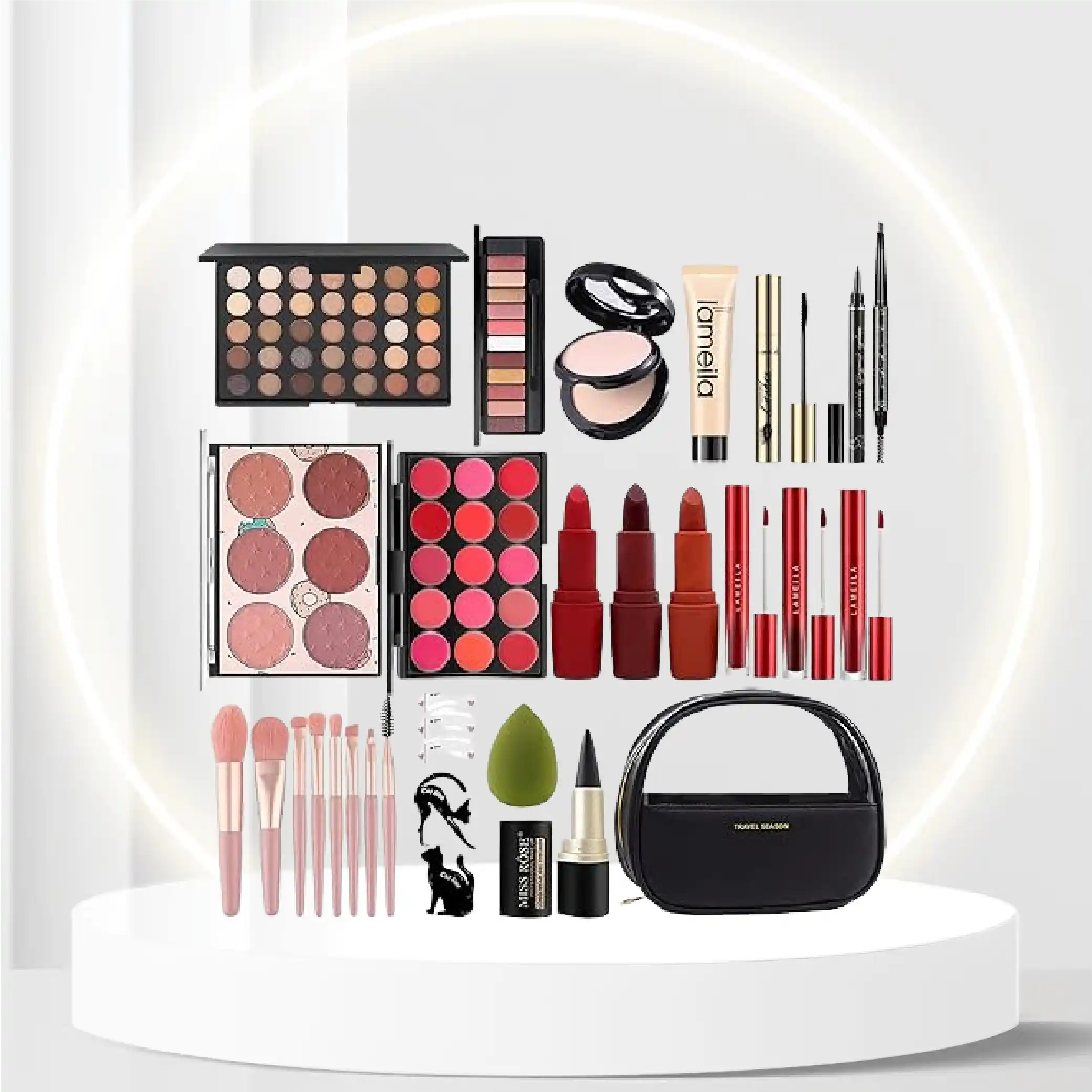 MISS ROSE M All In One Makeup Kit, Makeup Kit for Women Full Kit,Multipurpose Women's Makeup Sets,Beginners and Professionals Alike,Easy to Carry (Black)