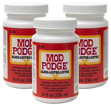 Mod Podge CS11201 Gloss Waterbase Sealer, (Pack of 3) 8 oz Glue & Decoupage Finish, 24 Fl Oz