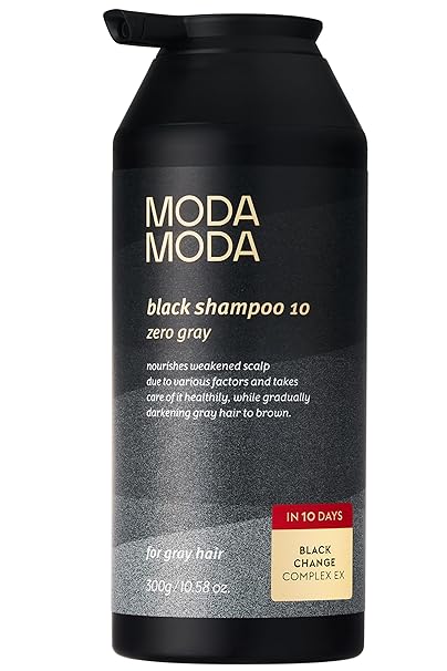MODA MODA Zero Gray Black Hair Shampoo (10.58 Oz) | Natural Darkening Color for Hair & Scalp | Age-Defying, Volumizing Formula that Reduces Hair Breakage