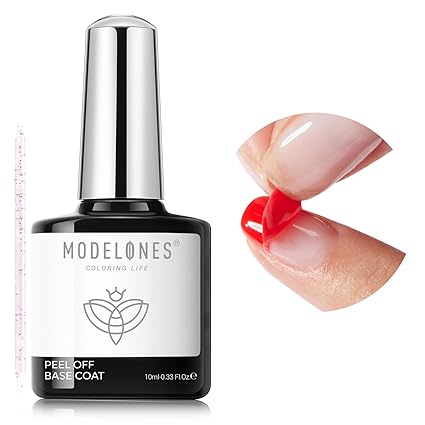 modelones Non-U V Peel off Gel Base Coat, Quick Dry Peelable Base Coat for Gel Nail Polish Easy Removal Foundation for Beginner Practice Nail Protection without Damage Thin Weak Nails, 10ml