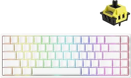 MONSGEEK FUN68 Rapid Trigger Gaming Keyboard 8k SP HE Tri-Mode 65% White Keyboard, Flash Magnetic Switch
