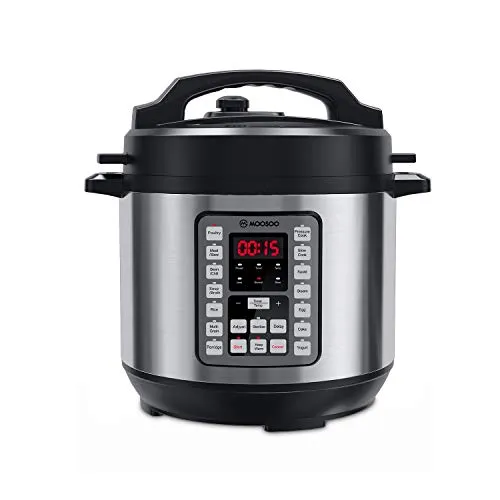 MOOSOO 14-in-1 Electric Pressure Cooker, 8 Quart Instant Pressure Pot with LED Display, Thickened Stainless Steel Rice Cooker, Steamer, Yogurt Maker, Egg Maker for Family Use