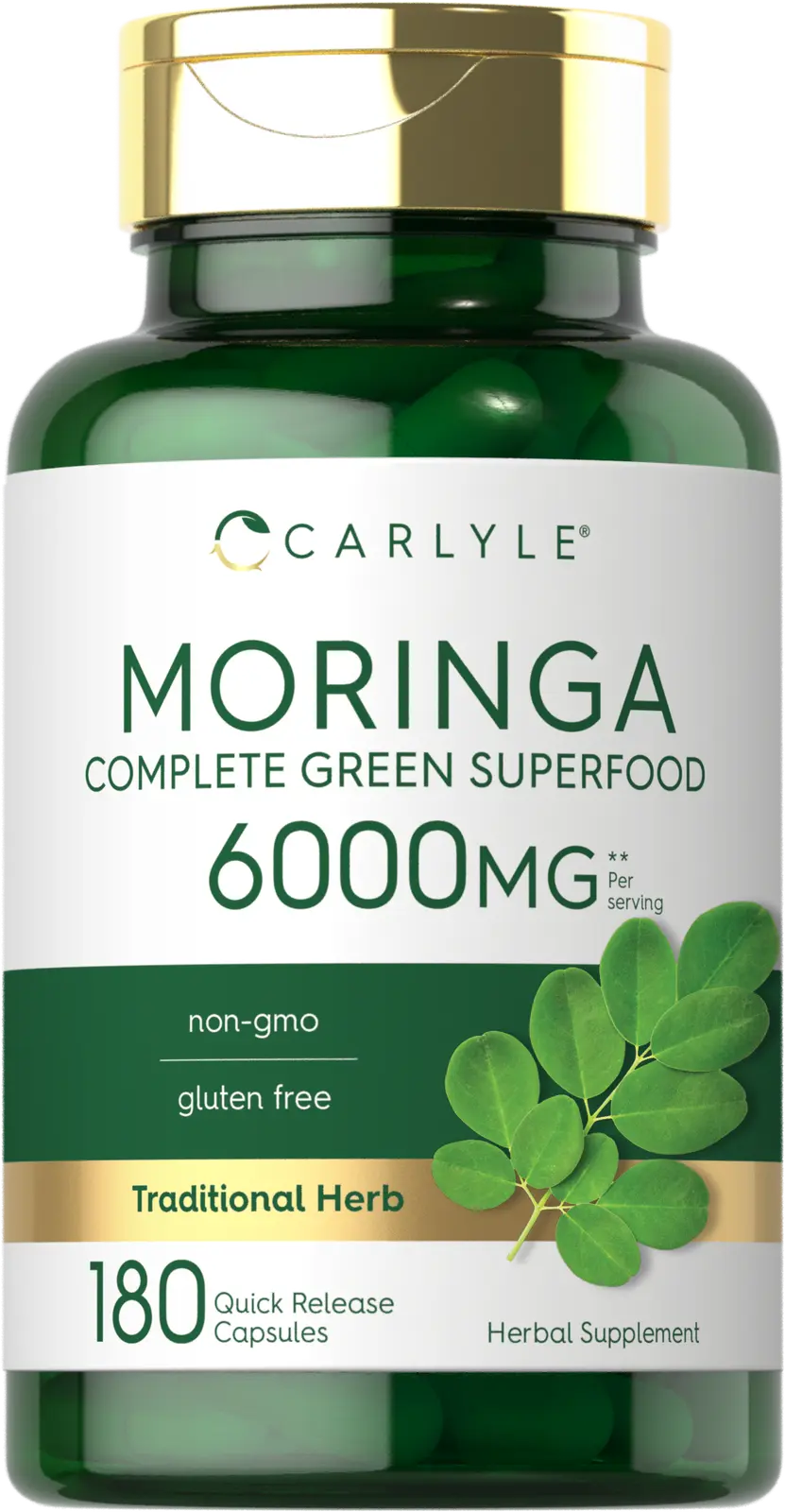 Moringa Oleifera Capsules 6000 mg | 180 Count | Green Superfood | by Carlyle
