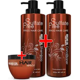 Moroccan Argan Oil Sulfate Free Shampoo and Conditioner Set and Hair Mask- Best for Damaged, Dry, Curly or Frizzy Hair - Thickening for Fine/Thin Hair, Safe for Color-Treated, Keratin Treated Hair