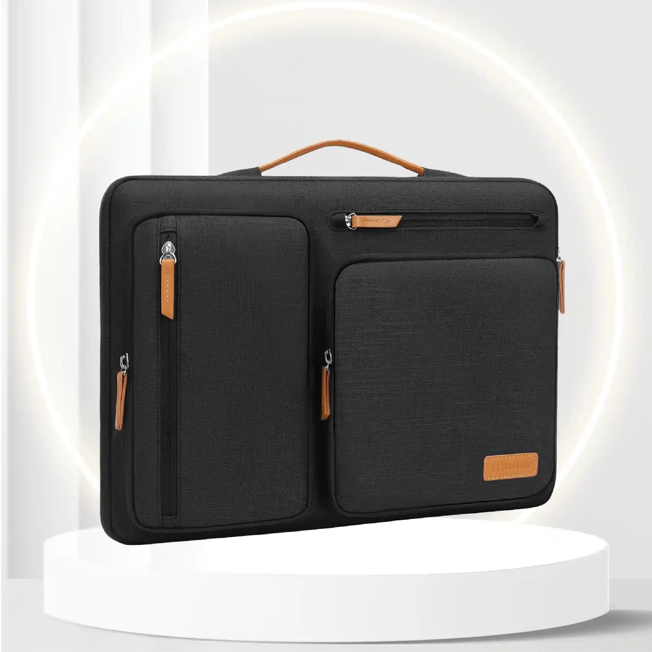 MOSISO 360 Protective Laptop Sleeve Compatible with MacBook Air/Pro, 13-13.3 inch Notebook, Compatible with MacBook Pro 14 inch M4 M3 M2 M1, Side Open Bag with 4 Zipper Pockets&Handle, Black