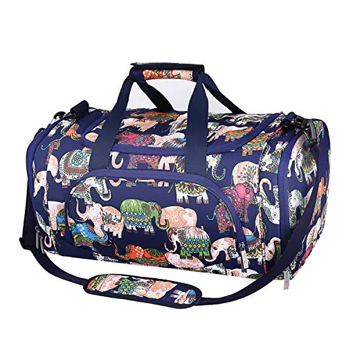 MOSISO Sports Duffel with Shoe Compartment Elephant Gym Bag for Men/Women Dance Travel Weekender, Blue