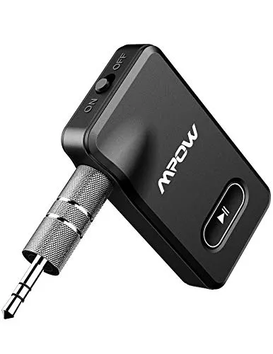 Mpow BH129 Bluetooth Receiver for Car, Aux Bluetooth Car Adapter 5.0 for Wired Speakers/Headphones/Home Music Streaming Stereo,15-Hour Battery Life,Easy Control On/Off Slider, Built-in Microphone