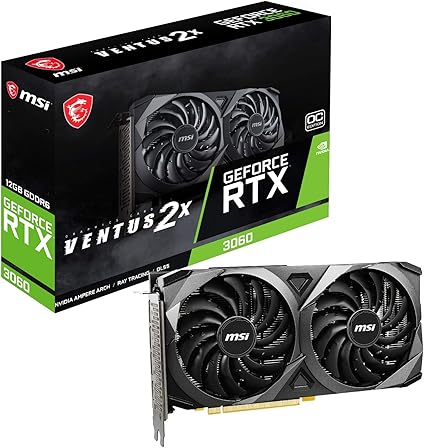 MSI GeForce RTX 3060 Ventus 2X 12G OC, Gaming Graphics Card - NVIDIA RTX 3060, 12GB GDDR6 Memory, 192-bit, 15 Gbps