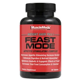 MuscleMeds Feast Mode Appetite Stimulant Weight Gain Pills Digestive Enzymes Safe and Effective 90 Caps, Unflavored, 1 Count