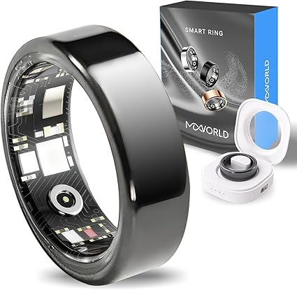 Mworld Smart Ring, Fitness & Health Tracker with Emotional AI Analysis, Sleep Monitor, Heart Rate/SpO2 Tracking, 10ATM Waterproof for Men and Women - Ceramic Material (Black, 11)