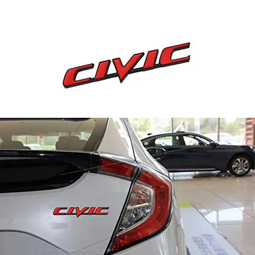 Mynew Fit for Honda Civic 3D Car Sticker Decals Badge Emblem Sticker Auto Body Trunk Logo Sticker (Red)