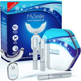 MySmile Teeth Whitening Kit with LED Light, Flagship 10 Min Non-Sensitive Max Teeth Whitener with Enhanced Carbamide Peroxide Teeth Whitening Pen, Helps to Remove Stains from Coffee, Smoking, Wine