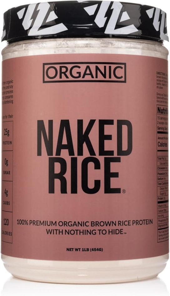 Naked Rice 1LB  Organic Brown Rice Protein Powder  Vegan Protein Powder  5lb Bulk, GMO Free, Gluten Free & Soy Free. Plant Based Protein, No Artificial Ingredients  15 Servings