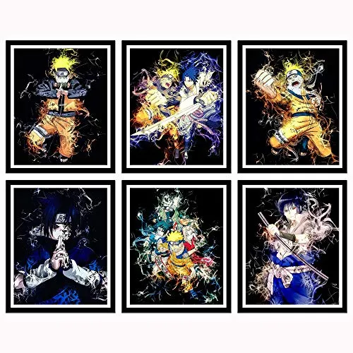Naruto Manga Anime Canvas Art Prints Poster for Bedroom Livingroom Wall Decoration,8 x 10 Inches,Unframed,Set of 6