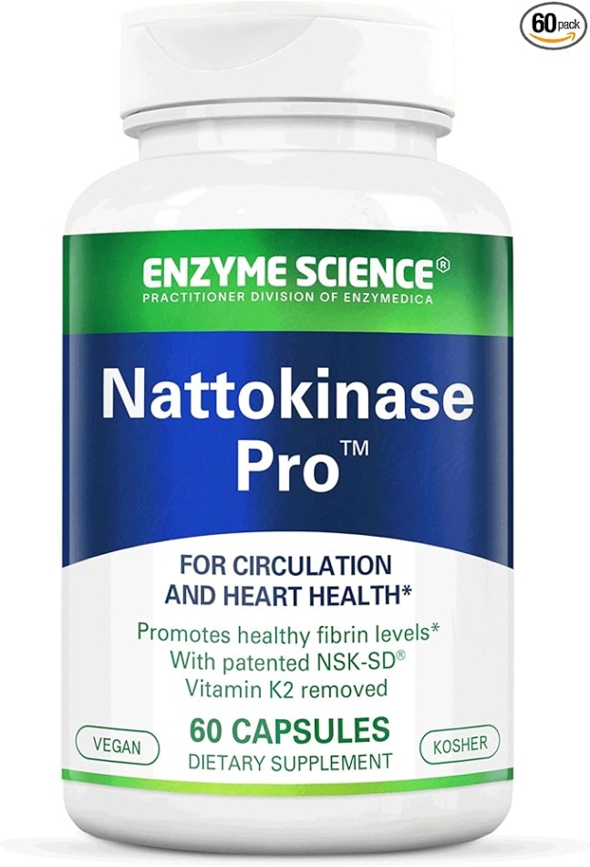 Nattokinase Pro with NSK-SD - Organic Supplement - Best enzymes for Cardiovascular and Circulatory Support - Vegan and Kosher - 60 Capsules