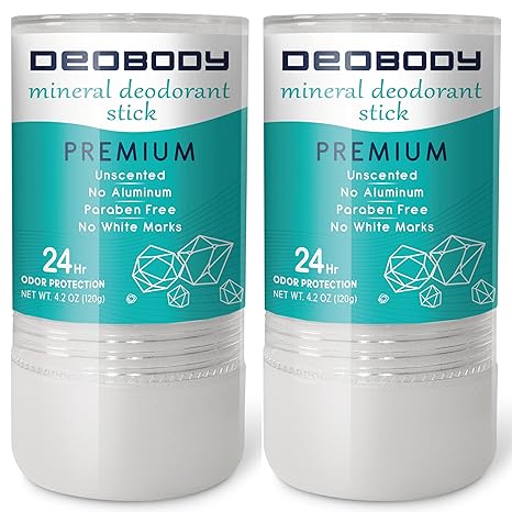 Natural Alum Crystal Deodorant In Stone. 2 PACK (240gr / 8.50Oz) For Men And Women. Antiperspirant For Underarm And Foot Sweat. Aluminum-free And Paraben-free. 100% Natural