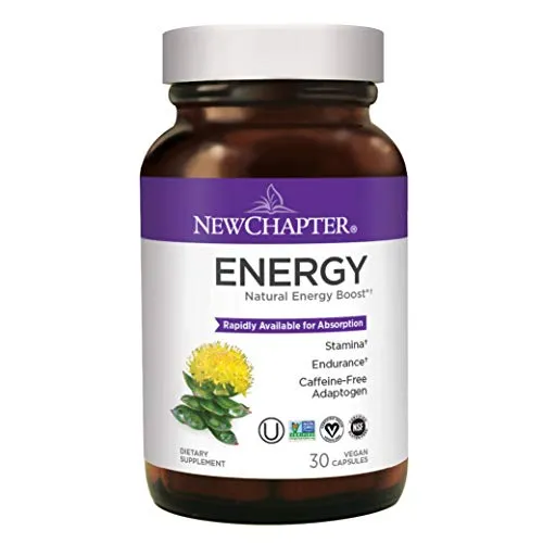 Natural Energy Supplement, New Chapter Energy Supplement with Rhodiola 300 for Stamina & Endurance, Caffeine-Free + Gluten Free - 30ct (1 Month Supply)