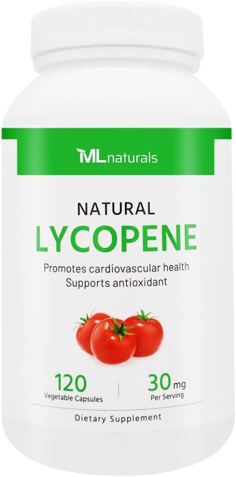 Natural Lycopene 30 mg 120 Vegetable Capsules. All-Natural from Tomatoes. Antioxidant & Immune Support, Cardiovascular Health & Prostate Health.