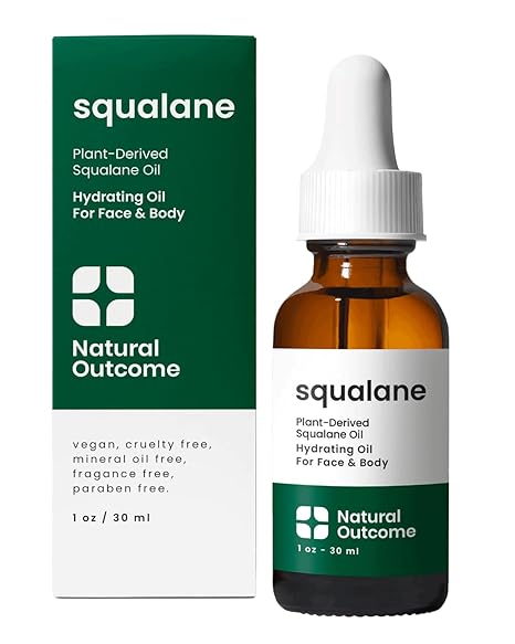 natural outcome Pure Squalane Oil l 100% Plant Derived Squalane Oil for Face, Body, Hair & Lips I Weightless Moisturizing Oil Firms Skin, Reduces Fine Lines & Enhances Skin Elasticity I 1 oz
