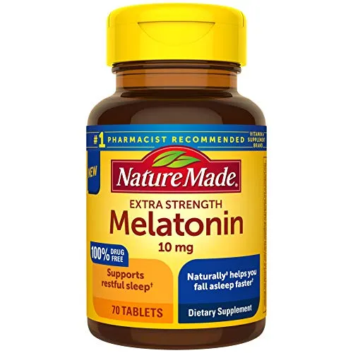 Nature Made Extra Strength Melatonin 10 mg Tablets, Sleep Aid Supplement 70 Count