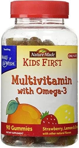 Nature Made KIDS FIRST Multivitamin with Omega-3 Gummies Strawberry, Lemon and Orange 90 Count