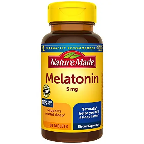 Nature Made Melatonin 5mg Tablets, 90 Count for Supporting Restful Sleepï¿½ (Packaging May Vary)