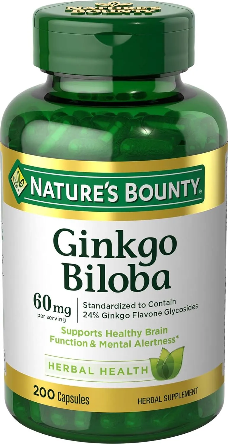Nature's Bounty Ginkgo Biloba,60 Mg, 200 Capsules