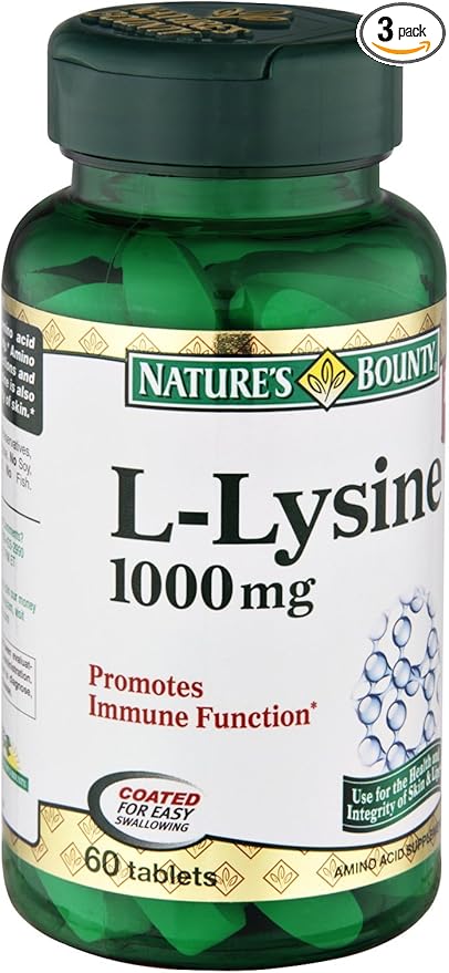 Nature's Bounty L-Lysine 1000 mg, 60 Tablets (Pack of 3)