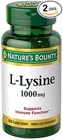 Nature's Bounty L-Lysine, 1000mg, 120 Tablets (2 x 60 Count Bottles)
