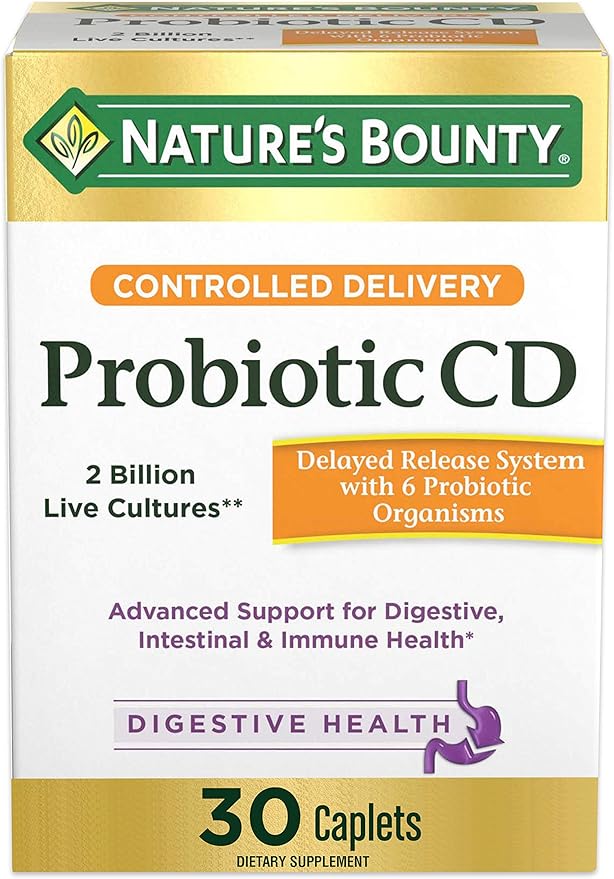 Nature's Bounty Probiotic, Controlled Delivery Dietary Supplement, Delivers Friendly Bacteria to Digestive, and Immune Systems, 30 Caplets