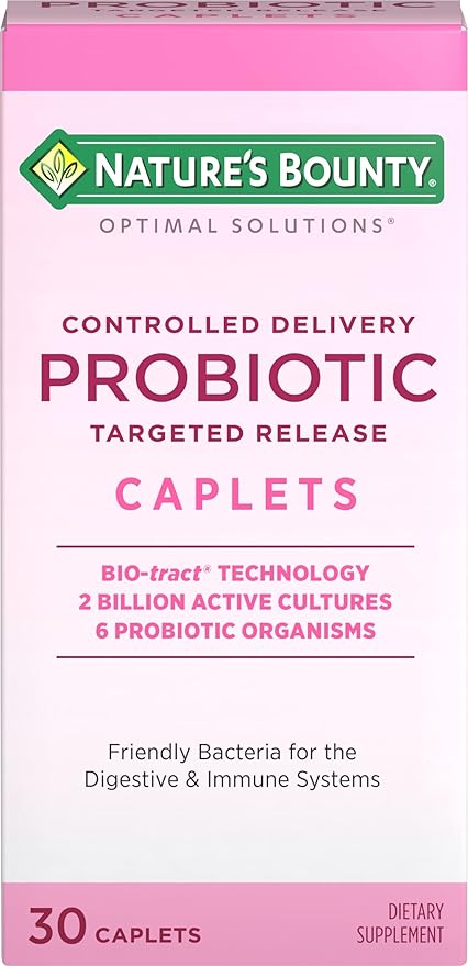 Nature's Bounty Probiotic, Controlled Delivery Dietary Supplement, Supports Digestive, Intestinal and Immune Health, 30 Caplets, 30 Total Servings