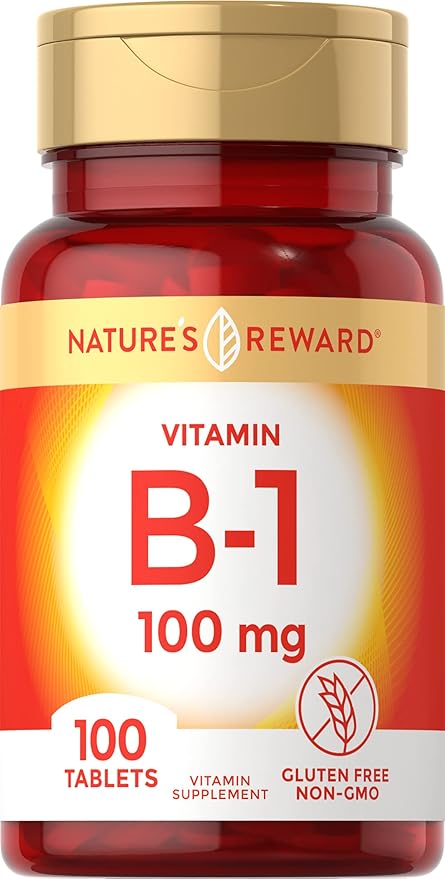 Nature's Reward Vitamin B1 100mg (Thiamine) - 100 Count - Vegetarian, Non-GMO & Gluten Free Supplement