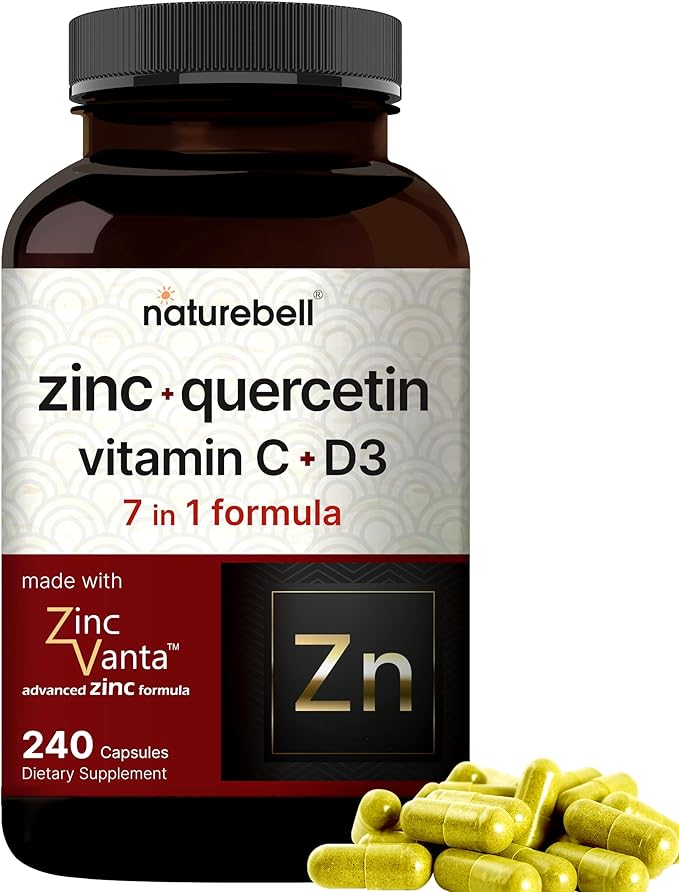 Naturebell Zinc Quercetin with Vitamin C & D3, 240 Capsules